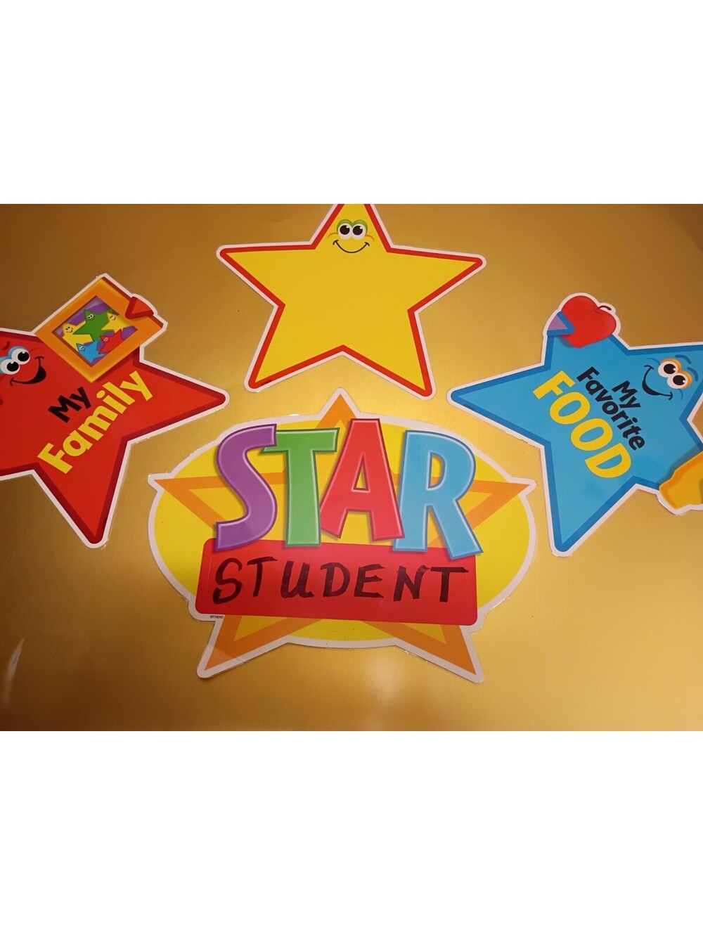 Vintage 1990s-Lot Of 4-Trend Laminated Cutouts School Classroom Stars 8"- 11"